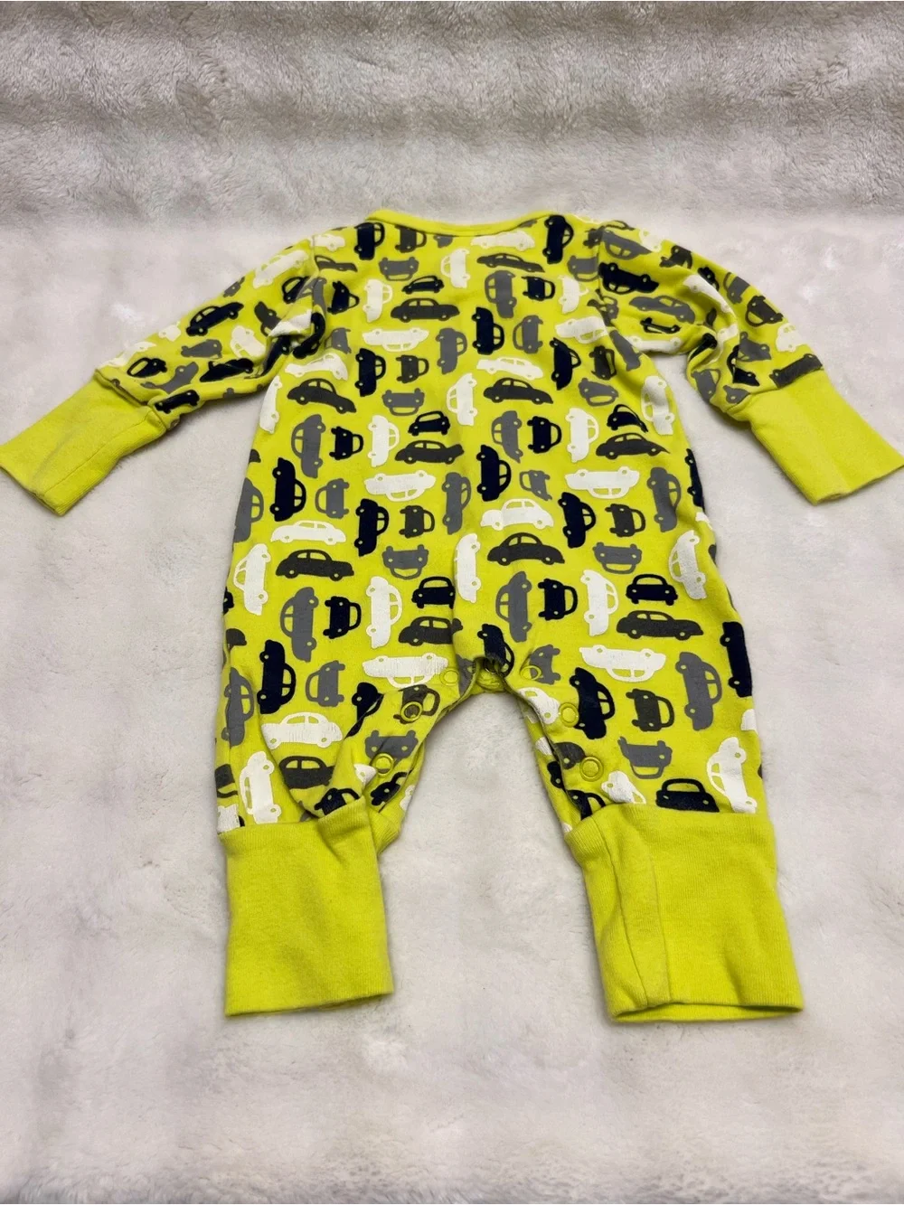 Absorba Lime Green Car-Print Baby One-Piece Sleeper